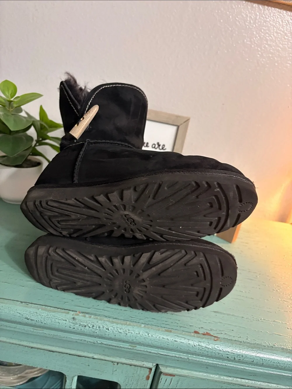 Black Suede Winter Boots - Cozy Lined Slip-On